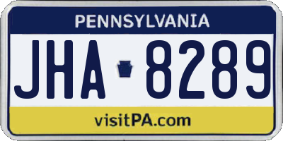 PA license plate JHA8289