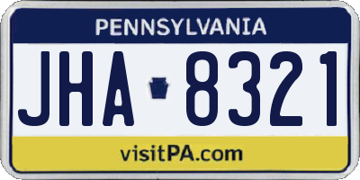 PA license plate JHA8321