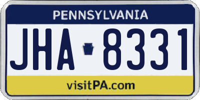 PA license plate JHA8331