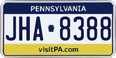 PA license plate JHA8388