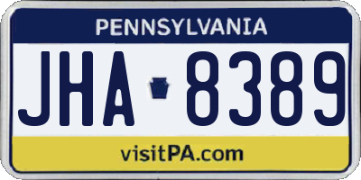 PA license plate JHA8389