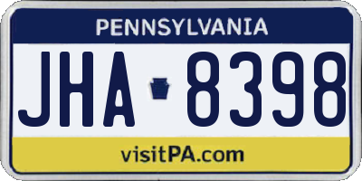 PA license plate JHA8398