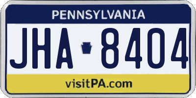 PA license plate JHA8404