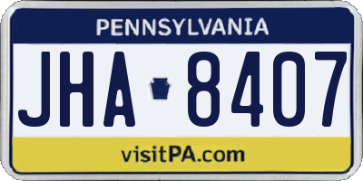PA license plate JHA8407