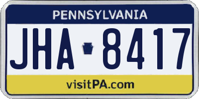PA license plate JHA8417
