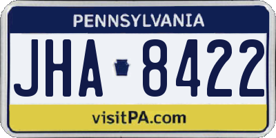 PA license plate JHA8422