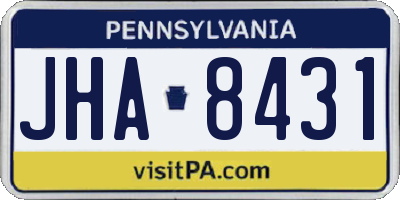 PA license plate JHA8431