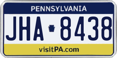 PA license plate JHA8438
