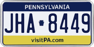 PA license plate JHA8449