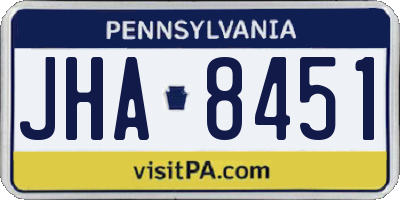 PA license plate JHA8451