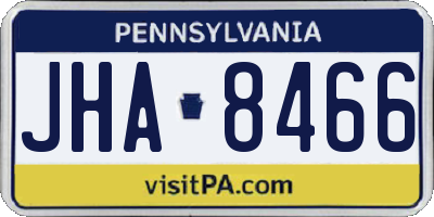 PA license plate JHA8466