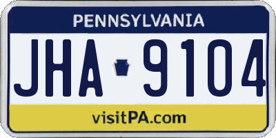 PA license plate JHA9104