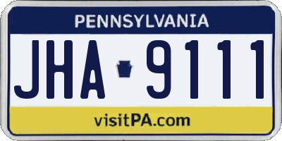 PA license plate JHA9111