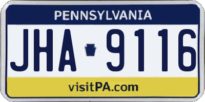 PA license plate JHA9116