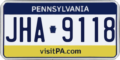 PA license plate JHA9118