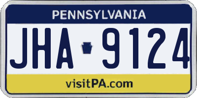PA license plate JHA9124