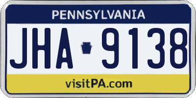 PA license plate JHA9138