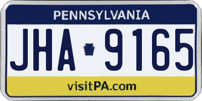 PA license plate JHA9165