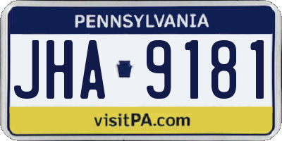 PA license plate JHA9181