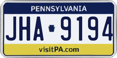 PA license plate JHA9194