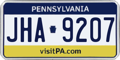 PA license plate JHA9207