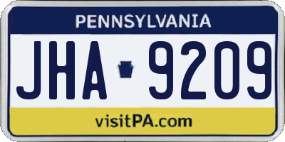 PA license plate JHA9209