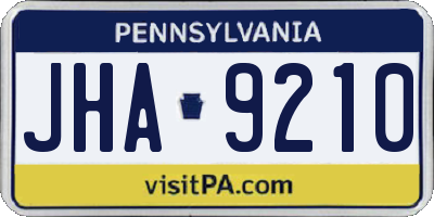 PA license plate JHA9210