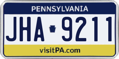 PA license plate JHA9211