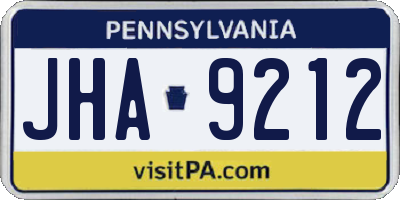 PA license plate JHA9212