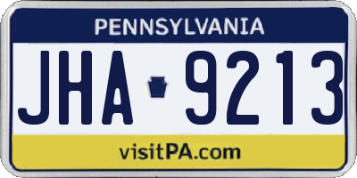 PA license plate JHA9213