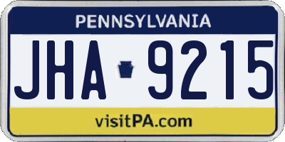 PA license plate JHA9215
