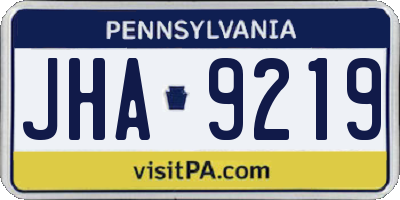 PA license plate JHA9219