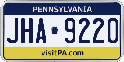 PA license plate JHA9220