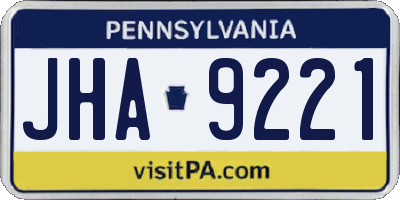 PA license plate JHA9221