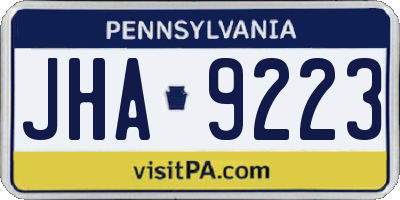 PA license plate JHA9223