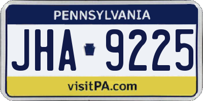 PA license plate JHA9225