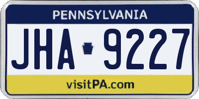 PA license plate JHA9227
