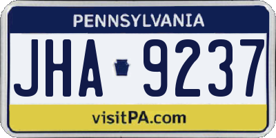 PA license plate JHA9237