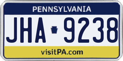 PA license plate JHA9238