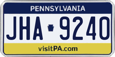 PA license plate JHA9240