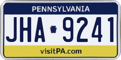 PA license plate JHA9241
