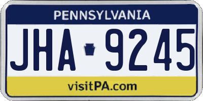PA license plate JHA9245
