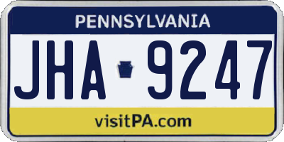 PA license plate JHA9247