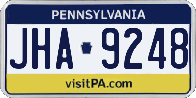 PA license plate JHA9248