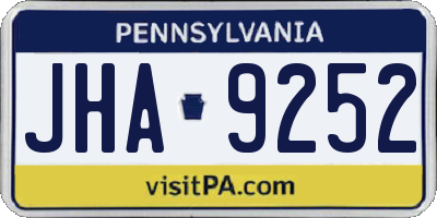 PA license plate JHA9252