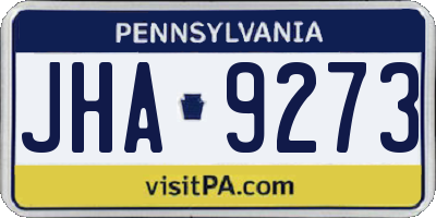 PA license plate JHA9273