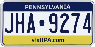 PA license plate JHA9274