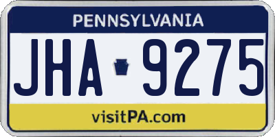 PA license plate JHA9275