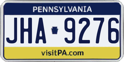 PA license plate JHA9276