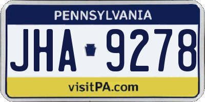 PA license plate JHA9278